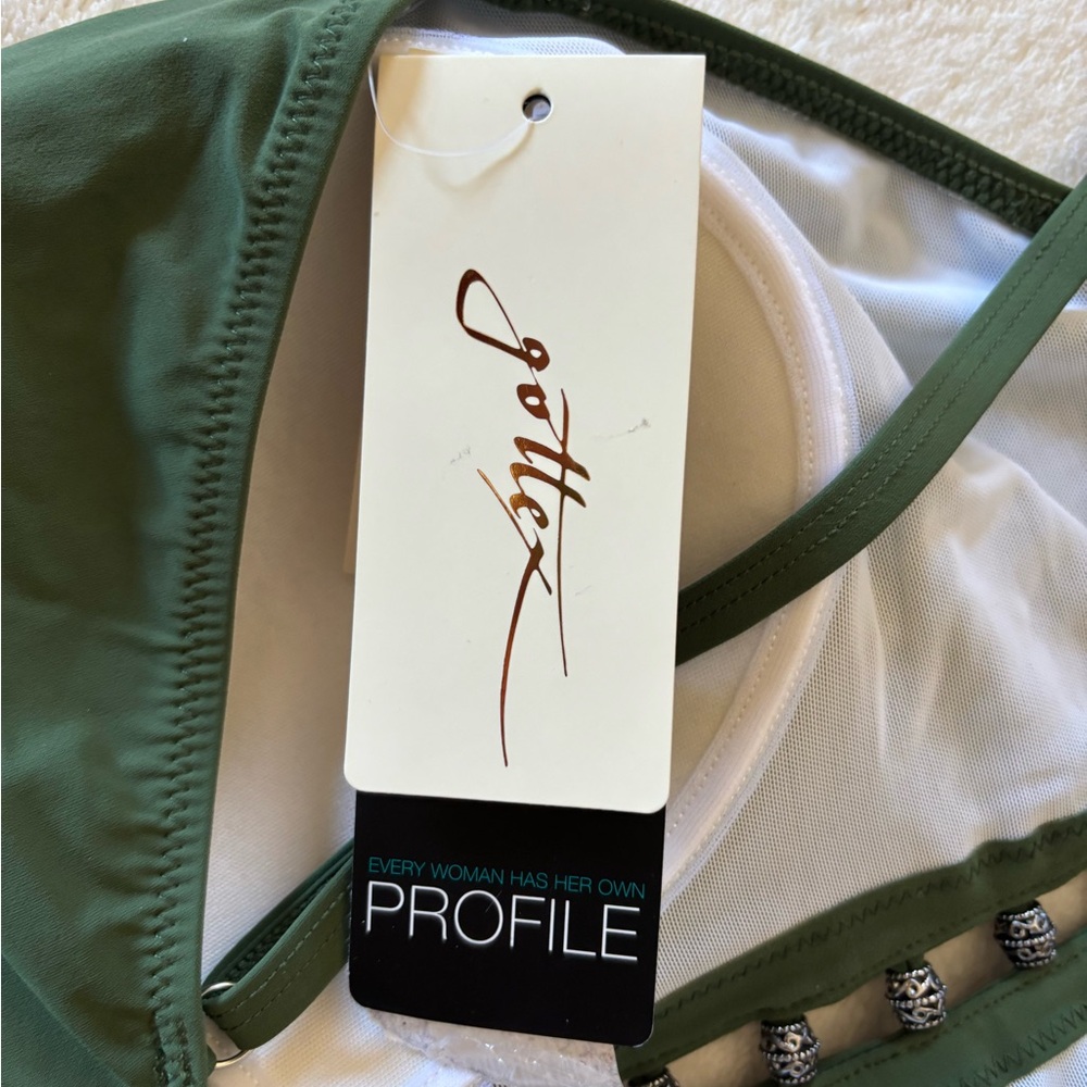 Profile By Gottex Olive Green One Piece Swimsuit - Picture 4 of 4